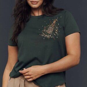 Anthropologie Bennie Embroidered Tee by Pilcro sz 2x